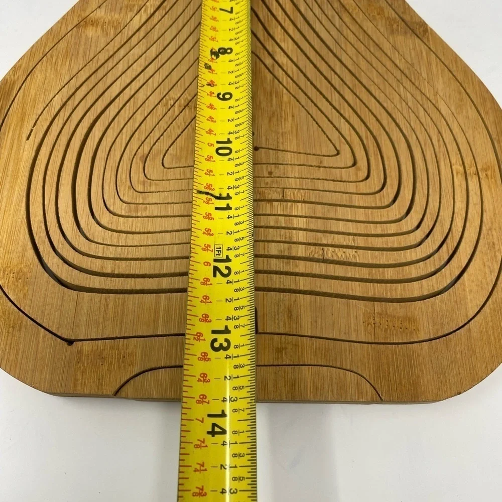 Collapsible Pear Shaped Spiral Cut Bamboo Fruit Basket Charcuterie Board Trivet